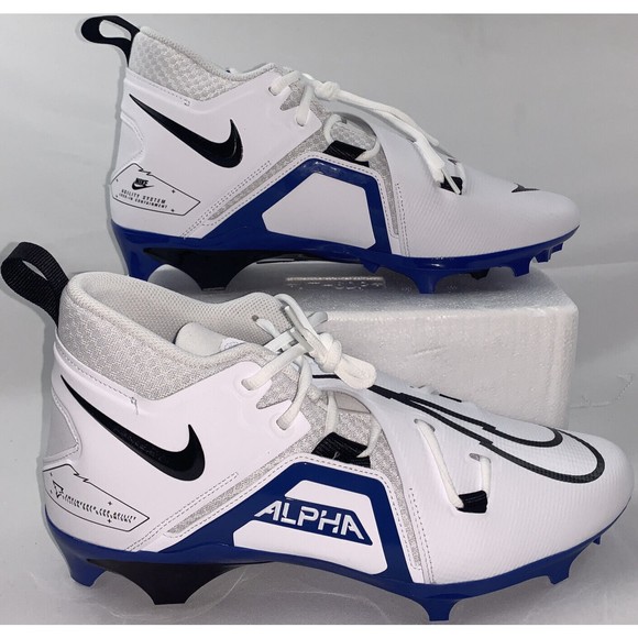 Nike Alpha Menace Pro 3 Football Cleats White/Black/Blue CT6649-101 Size 11.5 - Picture 1 of 7